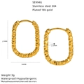 Textured oval hoop earrings in 18k gold plated stainless steel for women fashion - Bumpy Textured Style (SE994G) / Gold