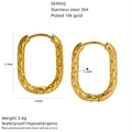 Textured 18k gold plated oval hoop earrings for women, 304 stainless steel jewelry - Hammered Bumpy Style (SE995G)