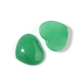 Macro detail of two heart-shaped green aventurine quartz stones with polished finish - 15*18mm / Malay Jade