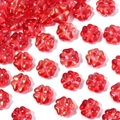 Cuentas de flores rojas traslúcidas con purpurina dorada para joyería artesanal - 10mm (Agujero de 1,2mm) / Oro y Rosa
