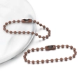 Brown 12cm metal ball chain with matching connector for DIY keychain and jewelry - Long Style / Coffee
