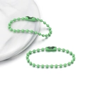 Chaîne à billes vert herbe mat avec connecteur métallique pour porte-clés DIY - Cyan Clair