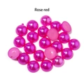 Mezze perle in ABS rosso rosa a fondo piatto per creazione di gioielli fai-da-te - Rosso Rosa