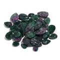 Pierres cabochon en anyolite naturelle taille poire et ovale aux motifs vert et rouge - Ruby Zoisite 10x14 (T20141)