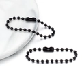 Chaîne à billes noire pour bijoux DIY avec fermoirs sécurisés pour porte-clés - Noir