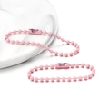 Chaîne à billes rose 12cm en métal peint avec connecteur pour bijoux DIY et porte-clés - Rose Clair