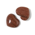 Polished heart-shaped brown goldstone cabochons with shimmering metallic inclusions - 15*18mm / Gold Sandstone