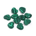 Set of 10 heart-shaped malachite stones with natural green banded patterns for DIY jewelry - 15*18mm / Malachite