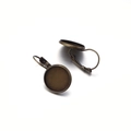 Close-up of bronze lever back earring hooks with round bezel cups for DIY jewelry making - 8mm / Bronze
