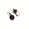 Close-up of bronze lever back earring hooks with round bezel tray for DIY jewelry - Antique Red Copper