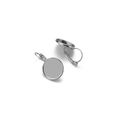 Close-up of DIY French leverback earring hooks with silver round tray bezel settings - White K/Silver