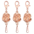 Three-piece rose gold magnetic flower clasps for DIY jewelry making and bracelet findings - 11.5mm / Lobster Clasp With Tag / Rose Gold