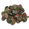 Polished waterdrop Unakite stones with natural green and pink mineral textures - Unakite 10x14 (T20141)