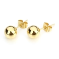 Polished 18k gold plated stainless steel ball stud earrings with butterfly backings - 2.0mm / Gold