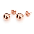 Polished rose gold stainless steel ball stud earrings with butterfly backs on white background - 2.0mm / Rose Gold