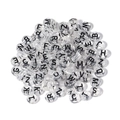 Macro view of clear acrylic alphabet beads with black letters for DIY jewelry making - 100 Pcs/Pack / Transparent Black (Mixed)