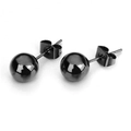 Polished black stainless steel ball stud earrings with secure butterfly backings - 2.0mm / Black