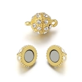8mm-12mm gold plated magnetic clasp with white rhinestones for DIY bracelet making - 8mm / Gold