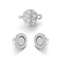 Silver magnetic ball clasp with crystals for jewelry making and DIY bracelet connectors - 8mm / Silver