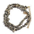 Natural Dalmatian Jasper stone bead necklace with gold adjustable chain extender - Dalmatian Jasper