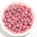 Bulk 7mm pink flat round acrylic smiley face beads for DIY jewelry and bracelets - 100 Pieces/Pack / Apricot Red