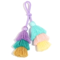 Macro shot of colorful three-layer cotton fringe tassels with high-gloss polyester thread - 14.5cm / Bohemian Double Tassel Purple Green (8#)