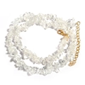 Irregular transparent white crystal stone necklace with golden lobster clasp and chain - White Crystal