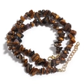 Tiger eye and amethyst irregular stone bead necklace with adjustable golden clasp - Yellow Tiger Eye