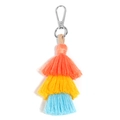 Detalle de llavero con borlas de algodón de tres capas y flecos de colores vivos - 14.5cm / Naranja Amarillo Azul (3#)