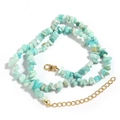 Irregular light blue agate crystal stone necklace with gold adjustable lobster clasp - Amazonite