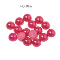 Flat back hot pink half round pearls with glossy finish for DIY jewelry crafts - 2mm (500 Pieces) / Rose Red