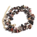 Handmade necklace with irregular multicolored agate stones and adjustable gold clasp - Rhodonite with Black Lines