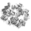 Detailed macro shot of silver stainless steel cord ends for DIY jewelry making - Aperture 1mm / Steel