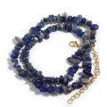 Natural irregular deep blue lapis lazuli gravel necklace with golden adjustable clasp - Blue Sodalite