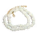 Irregular milky white gemstone chips necklace with gold-plated adjustable clasp closure - Opal