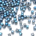 Faceted blue crystal glass cube beads with central hole for DIY jewelry making - 4mm / Dark Blue