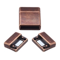 Flat magnetic clasp for leather bracelets in vintage red copper finish with brushed metal texture - Antique Red Copper
