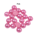 Mezze perle rosa in ABS a retro piatto con finitura lucida per creazione gioielli fai da te - Rosa