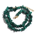 Retro style irregular malachite stone necklace with golden lobster clasp and chain - Malachite