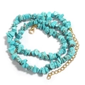 Irregular turquoise stone necklace with gold lobster clasp and adjustable chain extender - Blue Turquoise