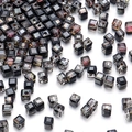 Cube-shaped black metallic crystal beads for DIY jewelry making and bracelet crafts - 4mm / Rose Red Half Black
