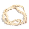 Agate shell beaded necklace with irregular white stones and adjustable gold lobster clasp - White Coral