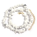 White marble irregular crushed stone necklace with adjustable gold-tone clasp - White Howlite