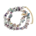 Handmade necklace with irregular natural fluorite stones and adjustable gold clasp - Green Fluorite