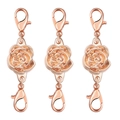 Three-piece rose gold magnetic flower lobster clasps for jewelry DIY craft designs - 11.5mm / Lobster Clasp / Rose Gold