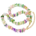 Colorful irregular natural agate and crystal stone necklace with golden lobster clasp - Colorful Crystal