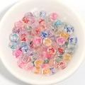 Transparent acrylic alphabet beads with colorful marble texture for DIY jewelry making - 100 Pcs/Pack / Letter A