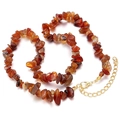 Handmade necklace featuring irregular natural red agate chips with gold lobster clasp - Red Agate