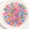 Transparent acrylic round beads with colorful letter B for DIY bracelet jewelry making - 100 Pcs/Pack / Letter B