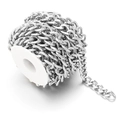 Roll of polished silver curb chain for DIY jewelry making and handbag accessories - Polished Curb Chain Silver